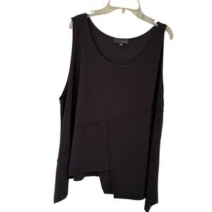 SUN KIM Black Asymmetrical‎ Sleeveless Top Size XL